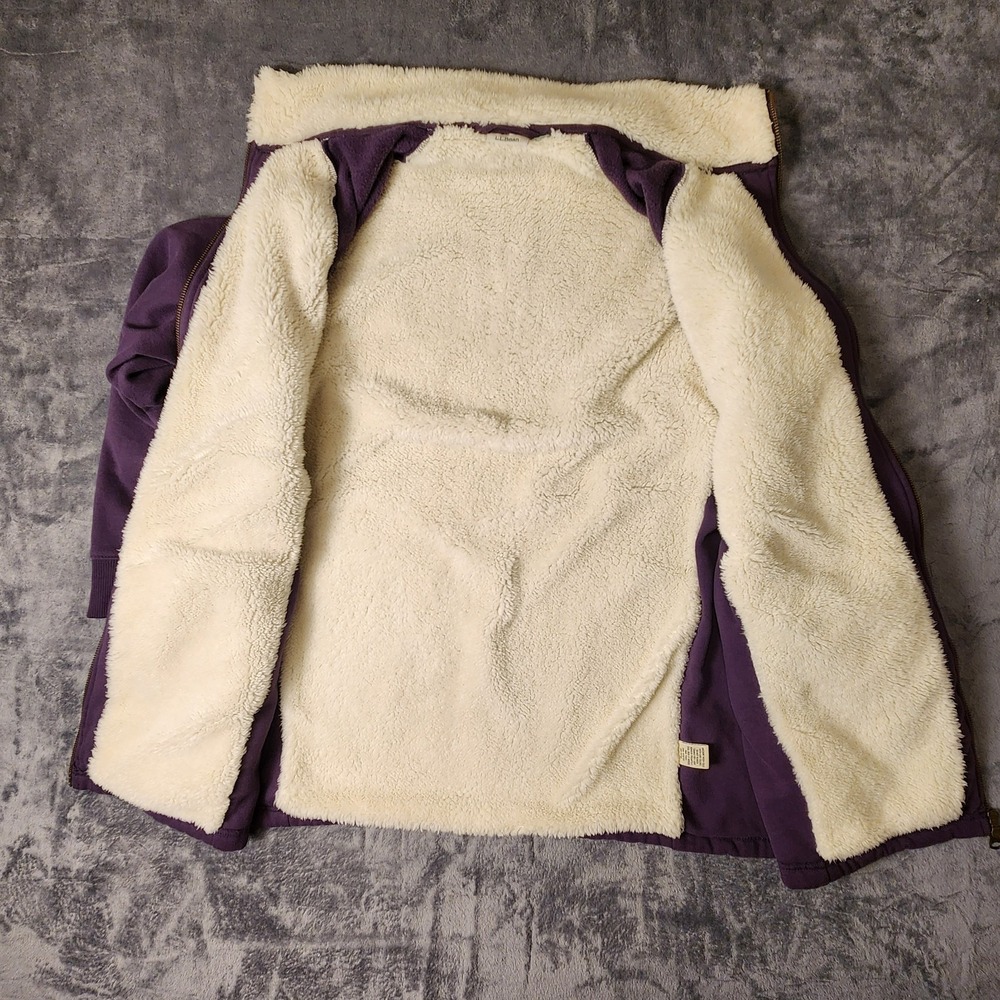 LL Bean Sherpa Lined Full Zip Sweatshirt Jacket Womens Dusty Purple Coat M - Picture 6 of 10